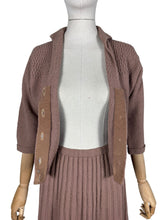 Load image into Gallery viewer, Original 1950's Warm Brown Pure Wool Skirt and Cardigan Knit Set by Kimberly - Bust 36 38 *
