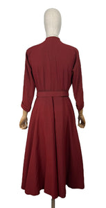 Original Late 1940's New Look 'A Leslie Fay Original' Belted Rust Day Dress - Bust 38