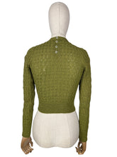 Load image into Gallery viewer, Reproduction 1930&#39;s Hand Knitted Long Sleeved Jumper in Lily Pad Green - Bust 32 34
