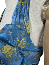 Load image into Gallery viewer, Original 1950&#39;s Blue and Gold Halterneck Cocktail Dress - Bust 36 37 *
