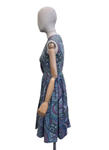 Load image into Gallery viewer, 1950’s Vibrant Paisley Cotton Day Dress in Purple, Blue, Green and Pink - Bust 32 34
