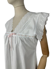 Load image into Gallery viewer, Antique Edwardian Crisp White Cotton Shift with Broderie Anglaise and Peach Ribbon Trim
