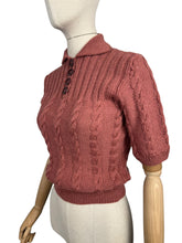 Load image into Gallery viewer, Reproduction 1930&#39;s Brown Hand Knitted Alpaca Wool Jumper with Pretty Cable Detail - Bust 34 36 38
