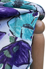 Load image into Gallery viewer, Original 1950's Vibrant Cotton Day Dress in Purple, Blue and White - Bust 36

