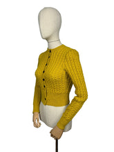 Load image into Gallery viewer, Reproduction 1940&#39;s Cable Knit Cardigan with Long Sleeves and Brown Buttons - Bust 32 34

