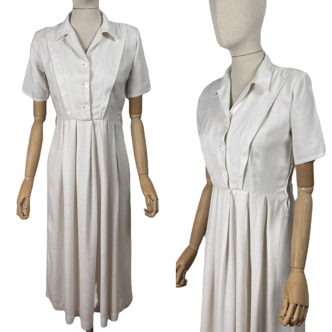 Original 1940's Ivory Crepe Day Dress - Perfect Summer Dress - Bust 36 *
