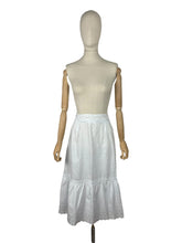 Load image into Gallery viewer, Antique Edwardian Short White Cotton Petticoat with Tie Waist and Lace Trim - Waist 27&quot;
