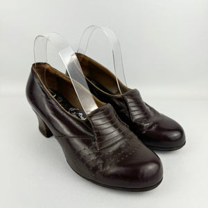 Original 1940’s Chocolate Brown Leather Shoes - UK Size 5 5.5