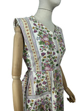 Load image into Gallery viewer, Original 1940&#39;s Thick Cotton Floral Stripe Sleeveless Chore Dress by Ritchwear - Bust 38 39
