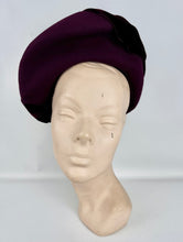 Load image into Gallery viewer, Original Late 1930’s Early 1940’s French Wine Felt and Silk Velvet High Hat
