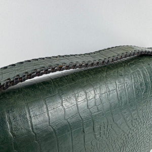 Original 1940’s Dark Green Mock Croc Leather Handbag