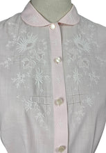 Load image into Gallery viewer, Original 1950&#39;s Baby Pink Fine Cotton Blouse with White Embroidery - Bust 36 *
