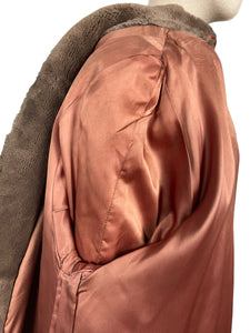 Fabulous Original 1950's Faux Fur Coat with Huge Cuffs, Shawl Collar and Large Buttons - Bust 38" *