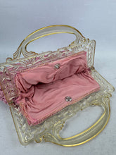 Load image into Gallery viewer, Original 1940's Pink Crochet Bag with Early Plastic Frame
