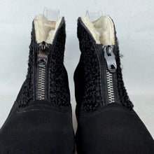 Load image into Gallery viewer, Original 1940's 1950's Inky Astrakhan Trimmed Suede Boots with Zips - Uk 5 or 5.5

