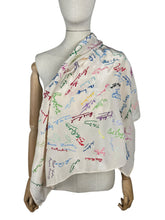 Load image into Gallery viewer, Original 1940&#39;s 1948 Dated White Artificial Silk Scarf with Vibrant Embroidered Signatures
