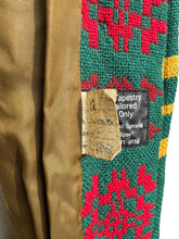 Load image into Gallery viewer, 1960's or 1970's Welsh Wool Tapestry Belted Coat in Green, Red and Yellow - Bust 34
