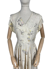 Load image into Gallery viewer, Original 1940&#39;s 1950&#39;s Feather Light Pure Silk Dress with French Print - Bust 36 38&quot;
