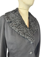Load image into Gallery viewer, Original 1950’s Black Wool Jacket with Astrakhan Trim - Bust 34 35
