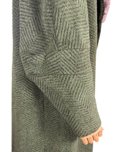 Load image into Gallery viewer, Original 1950's Volup Rensor Green Herringbone Wool Coat with Huge Faux Fur Collar - Bust 42 44
