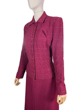 Load image into Gallery viewer, Original 1940's Salta New York Burgundy Boucle Wool Suit in Burgundy, Black and White Check - Bust 40
