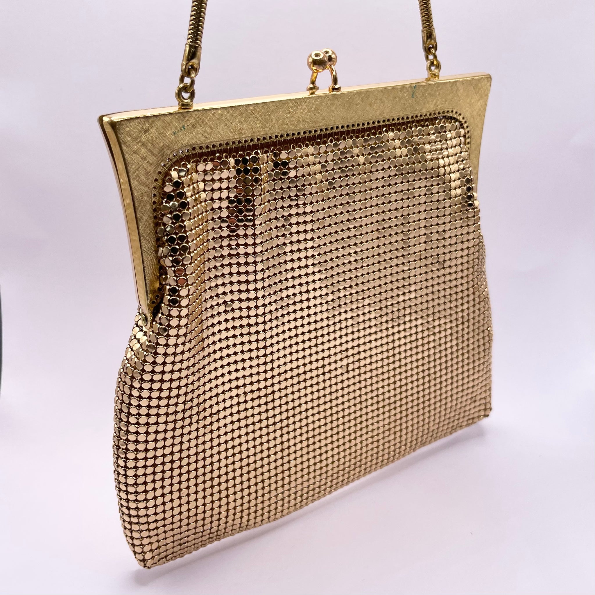 Vintage Gold Metal Mesh Bag with Snake Chain Handle and Fully Lined 1940s Style For You