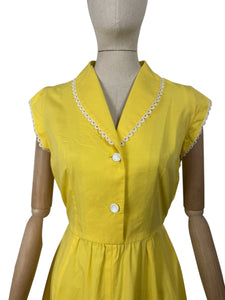 1950's Reproduction Yellow and White Cotton Summer Dress - Bust 38 39 *