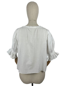 Antique Fine Cotton Lawn Chemise with Huge Sleeves - Would Make a Great Blouse - Bust 34 36