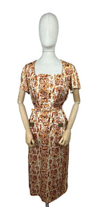 Utterly Fabulous Original 1950's Greek Themed Novelty Print Belted Dress and Coat Set - Bust 40" *