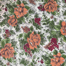 Load image into Gallery viewer, Original 1940's White, Peach, Pink and Green Silk Crepe Floral Dressmaking Fabric with Roses - 35" x 140"
