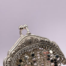 Load image into Gallery viewer, Original Teeny Vintage Silver Metal Mesh Coin Purse with Embossed Frame
