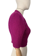 Load image into Gallery viewer, 1940&#39;s Reproduction Hand Knitted Bolero in Boysenberry Pink Acrylic - Bust 32 34 36 *
