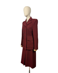 Original 1940’s Red and Brown Herringbone Double Breasted Suit - Bust 36