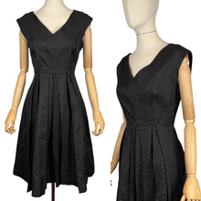 Load image into Gallery viewer, Original 1950's Black and Silver Textured Brocade Cocktail Dress - Bust 37
