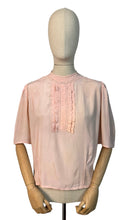 Load image into Gallery viewer, Original 1940&#39;s 11011 Flesh Coloured Silk Button Back Blouse with Jabot Front - Bust 36 38
