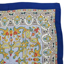 Load image into Gallery viewer, Original 1940&#39;s or 1950&#39;s Julius Garfinckel &amp; Co Pure Silk Scarf in Blue, Pink, Yellow and Black - Great Headscarf
