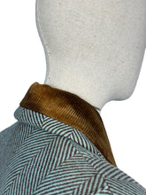 Load image into Gallery viewer, Original 1940&#39;s CC41 Brown and Blue Herringbone Wool Double Breasted Coat - Bust 36
