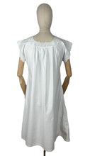 Load image into Gallery viewer, Antique Edwardian Crisp White Cotton Shift with Broderie Anglaise and Peach Ribbon Trim
