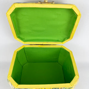 Beautiful Vintage Wooden Box Bag with Bright Floral and Pretty Butterfly Decoupage