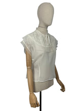 Load image into Gallery viewer, Original 1950&#39;s Sheer White Nylon Ruffle Blouse by &#39;The Claymar Reg&#39;d&#39; - Bust 37 39 *

