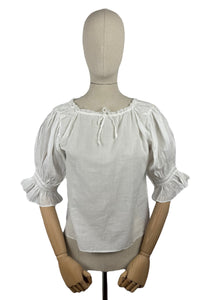 Antique Fine Cotton Lawn Chemise with Huge Sleeves - Would Make a Great Blouse - Bust 34 36