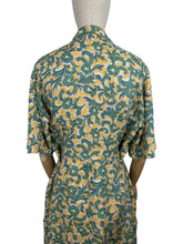 Load image into Gallery viewer, Original 1940&#39;s Volup Linen Day Dress in Yellow, Blue, Green and White - Bust 42 44 *
