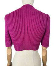 Load image into Gallery viewer, 1940&#39;s Reproduction Hand Knitted Bolero in Boysenberry Pink Acrylic - Bust 32 34 36 *

