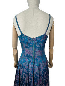 Stunning Original 1950's Sidney Smith Evening Dress in Blue, Pink and Green - Bust 36 *