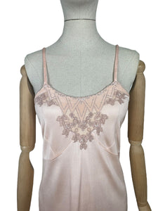 Original 1940’s Pale Pink CC41 Celanese Slip with Applique - Bust 32 34