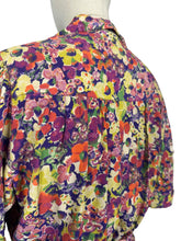 Load image into Gallery viewer, Original 1930&#39;s Volup Betty Barley Floral Silk Dress in Rust, Purple, Green and Cream - Bust 40
