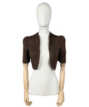 Load image into Gallery viewer, 1940&#39;s Reproduction Hand Knitted Bolero in Dark Brown Acrylic - B34 36 38 40
