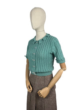 Load image into Gallery viewer, 1930’s Reproduction Lace Cardigan in Sea Foam Green Wool - Bust 36 38
