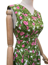 Load image into Gallery viewer, Original 1950's Green and Pink Floral Dress by Peggy Page - Bust 34

