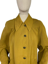 Load image into Gallery viewer, Original 1950&#39;s All Wool Gaberdine Dark Chartreuse Coat by Alligator - Bust 38

